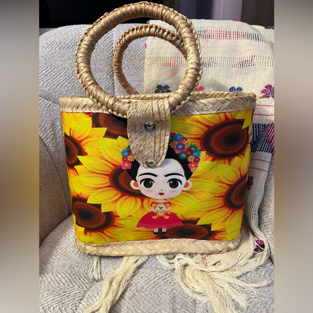 Frida Kahlo Straw Woven Tote Bag
